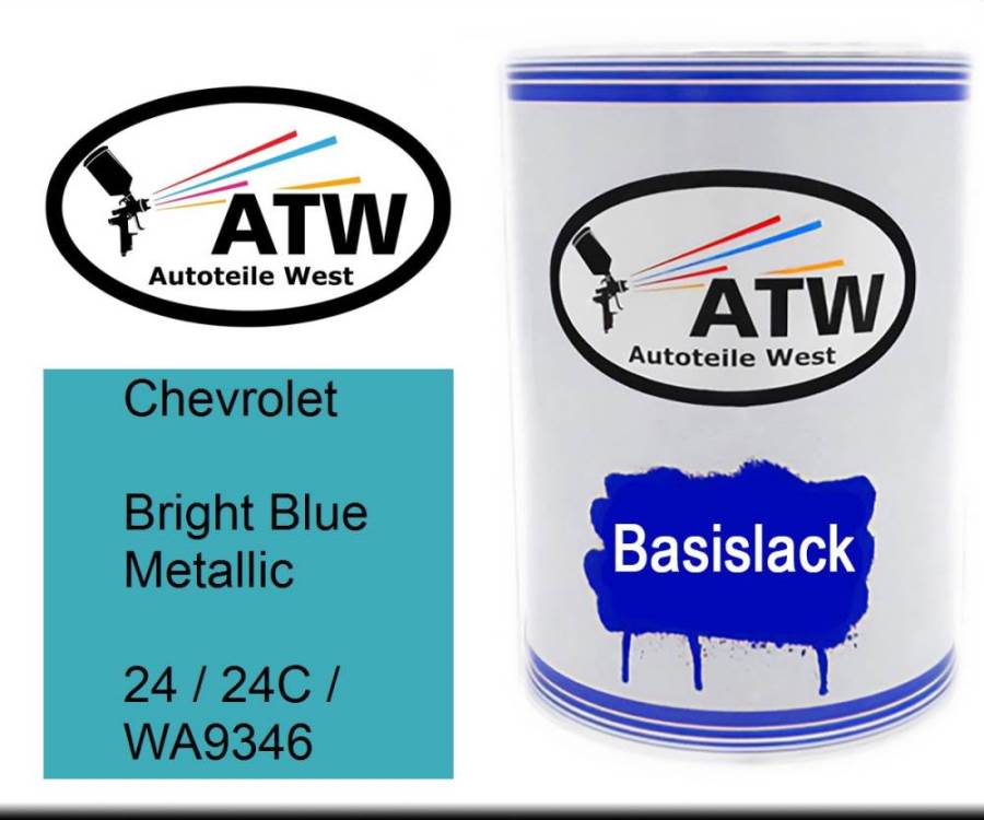 Chevrolet, Bright Blue Metallic, 24 / 24C / WA9346: 500ml Lackdose, von ATW Autoteile West.